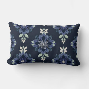 Dark Preppy Boho Blume Pattern Pillow Lendenkissen