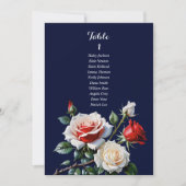 Dark Pretty pink white red rose seating chart card Einladung (Vorderseite)