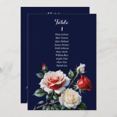 Dark Pretty pink white red rose seating chart card Einladung (Vorne/Hinten)