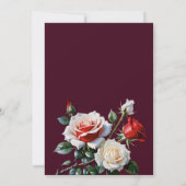 Dark Pretty pink white red roses bridal shower Einladung (Rückseite)