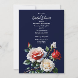 Dark Pretty pink white red roses bridal shower Einladung