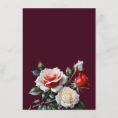 Dark Pretty pink white red roses floral wedding Begleitkarte (Rückseite)