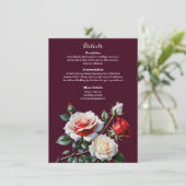 Dark Pretty pink white red roses floral wedding Begleitkarte (Stehend Vorderseite)