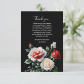 Dark Pretty pink white red roses floral wedding Dankeskarte (Stehend Vorderseite)