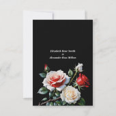 Dark Pretty pink white red roses floral wedding  Dankeskarte (Rückseite)