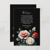 Dark Pretty pink white red roses floral wedding Dankeskarte (Vorne/Hinten)