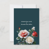 Dark Pretty pink white red roses floral wedding  Dankeskarte (Rückseite)