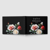 Dark Pretty pink white red roses floral wedding  Gästebuch (Voll)