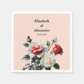 Dark Pretty pink white red roses floral wedding Serviette (Vorderseite)