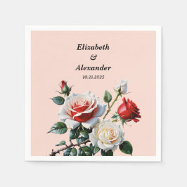 Dark Pretty pink white red roses floral wedding  Serviette