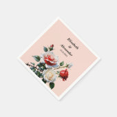 Dark Pretty pink white red roses floral wedding Serviette (Ecke)