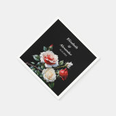 Dark Pretty pink white red roses floral wedding Serviette (Ecke)