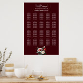 Dark Pretty pink white red roses seating chart Poster (Küche)
