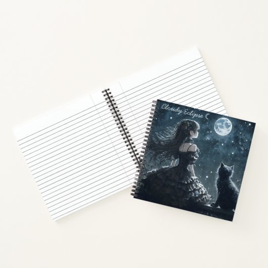 Dark Princess and Cat Spiral Notebook Notizblock (Innenseite)