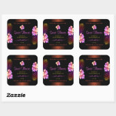 Dark Product Labels Exotic Rainbow Hawaii Blume Quadratischer Aufkleber (Blatt)