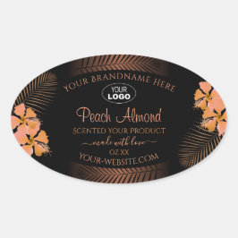Dark Product Labels Orange Exotic Blume Logo hinzu Ovaler Aufkleber