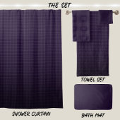 Dark Purple Bath Set Check Pattern Indigo Gradient Duschvorhang