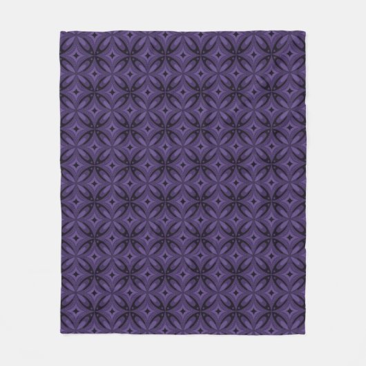 Dark Purple Colored Retro Pattern Fleecedecke (Vorderseite)