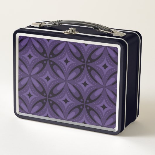 Dark Purple Colored Retro Pattern Metall Brotdose (Vorderseite)