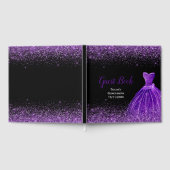 Dark Purple Dress Faux Glitter Quinceanera Gästebuch (Voll)