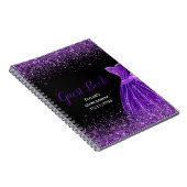 Dark Purple Dress Faux Glitter Quinceanera Guest Notizblock (Rechte Seite)