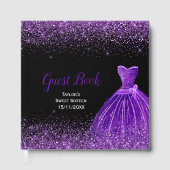 Dark Purple Dress Faux Glitter Sweet 16 Birthday Gästebuch (Vorderseite)