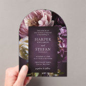 Dark Purple Fine Art Floral Elegant Wedding Acryleinladungen (Insitu (Handheld))