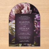 Dark Purple Fine Art Floral Elegant Wedding Acryleinladungen (Vorderseite)
