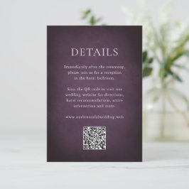 Dark Purple Fine Art Floral Elegant Wedding Begleitkarte