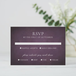 Dark Purple Fine Art Floral Elegant Wedding RSVP Karte