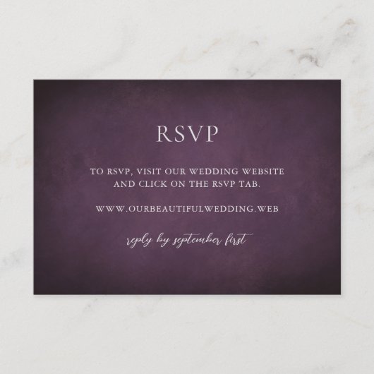 Dark Purple Fine Art Floral Elegant Wedding RSVP Karte (Vorderseite)