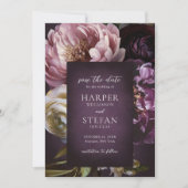 Dark Purple Fine Art Floral Elegant Wedding Save The Date (Vorderseite)