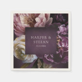Dark Purple Fine Art Floral Elegant Wedding Serviette (Vorderseite)