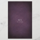 Dark Purple Fine Art Floral Wedding Menu (Rückseite)