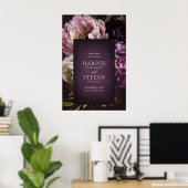 Dark Purple Fine Art Floral Wedding Wecome Sign Poster (Heimbüro)