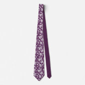 Dark Purple Floral Pattern Custom Necktie Krawatte (Vorderseite)
