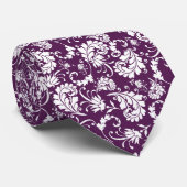 Dark Purple Floral Pattern Custom Necktie Krawatte (Gerollt)