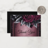 Dark purple Gothic AlternativeHalloween wedding Mitteilungskarte (Vorderseite/Rückseite Beispiel)