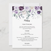 Dark Purple, Lavender, White Wedding Menu Einladung (Vorderseite)