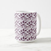 Dark Purple Leaf Pattern, Elegant Botanical Print, Kaffeetasse (VorderseiteRechts)