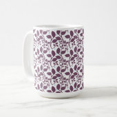 Dark Purple Leaf Pattern, Elegant Botanical Print, Kaffeetasse (Vorderseite Links)