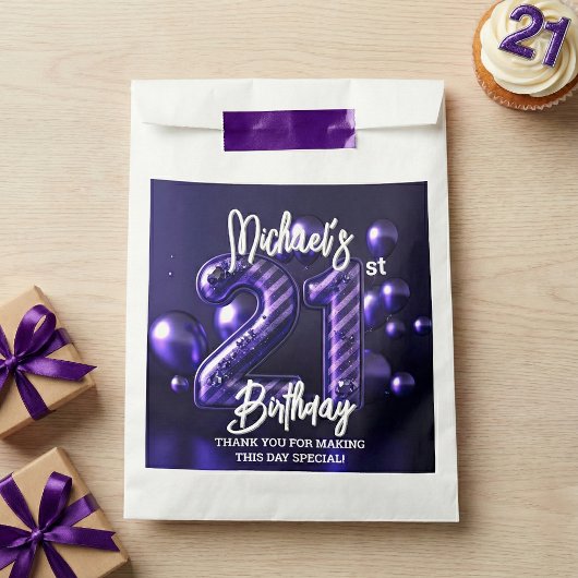 Dark Purple Metallic Balloons 21st Birthday Party Geschenktütchen