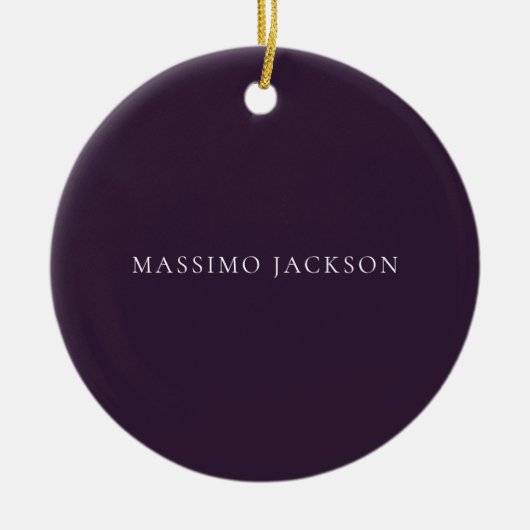 Dark Purple Minimalist Plain Modern  Keramik Ornament (Vorne)