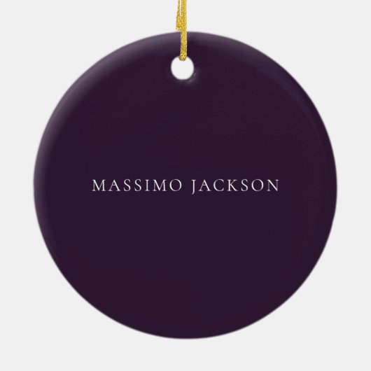 Dark Purple Minimalist Plain Modern Keramik Ornament (Hinten)