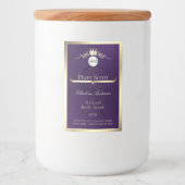 Dark Purple Product Label Gold Frame Logo Monogram Lebensmitteletikett (Vorderseite)