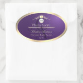 Dark Purple Product Label Gold Frame Logo Monogram Ovaler Aufkleber (Tasche)