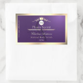 Dark Purple Product Label Gold Frame Logo Monogram Rechteckiger Aufkleber (Tasche)