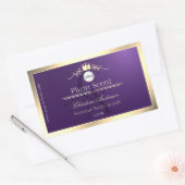 Dark Purple Product Label Gold Frame Logo Monogram Rechteckiger Aufkleber (Umschlag)