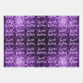 Dark purple sparkles Sweet 16 script pattern Geschenkpapier Set (Vorderseite)