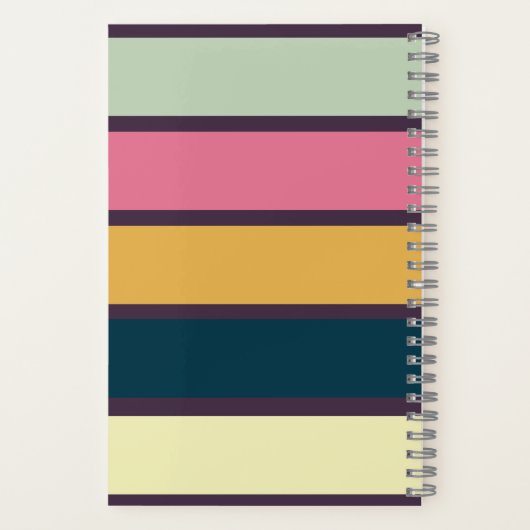 Dark Purple Striped Monogrammed Full Name Notes Notizblock (Rückseite)